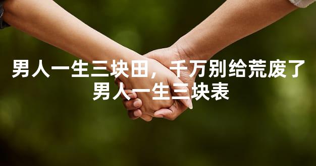 男人一生三块田，千万别给荒废了 男人一生三块表